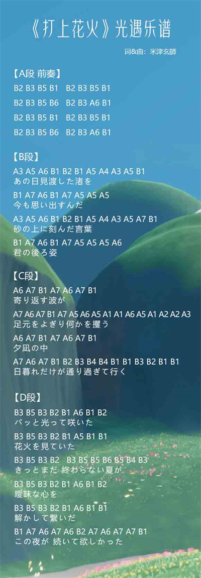 光遇打上花火琴谱介绍
