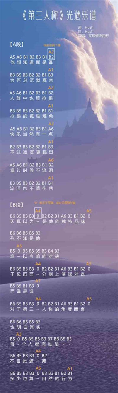 光遇第三人称琴谱介绍