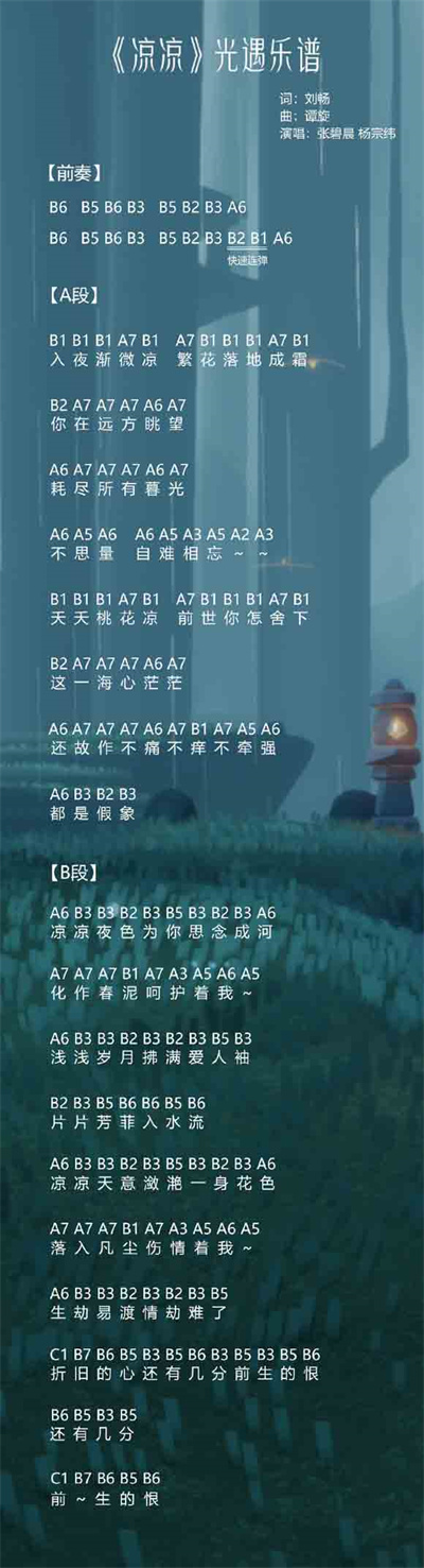 光遇凉凉琴谱介绍