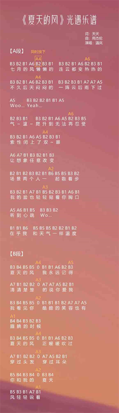 光遇夏天的风琴谱介绍