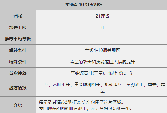 明日方舟突袭4-10关卡过关攻略