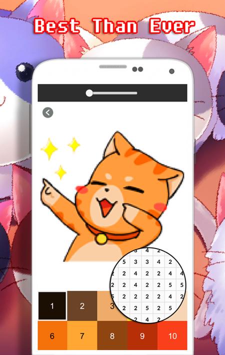 猫的数字着色-像素艺术2