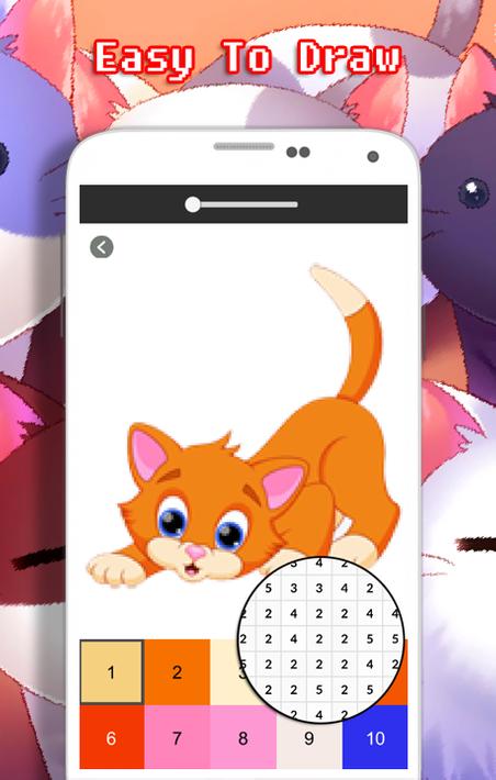 猫的数字着色-像素艺术5