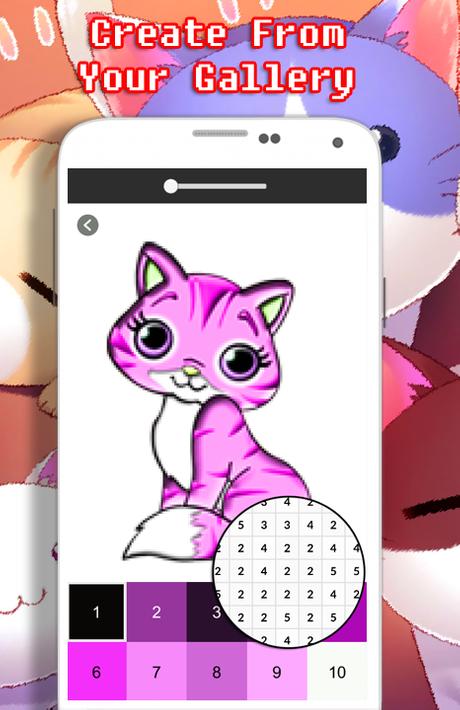 猫的数字着色-像素艺术7