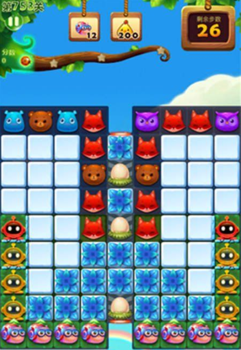 开心消消乐753关三星图文攻略