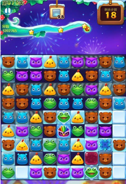 开心消消乐875关三星图文攻略