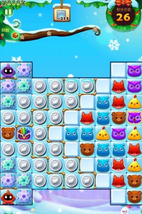 开心消消乐第989关裸打怎么过