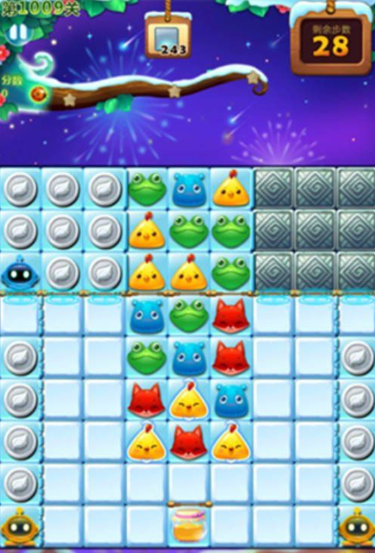 开心消消乐第1009关三星怎么打