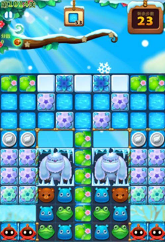 开心消消乐1014关三星图文攻略