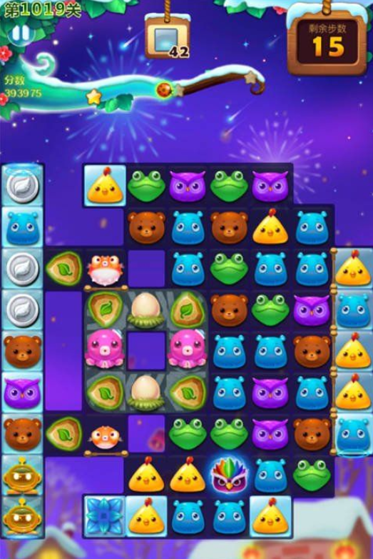 开心消消乐第1019关三星怎么打