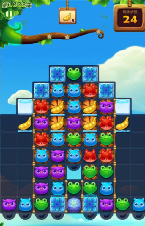 开心消消乐1038关三星图文攻略