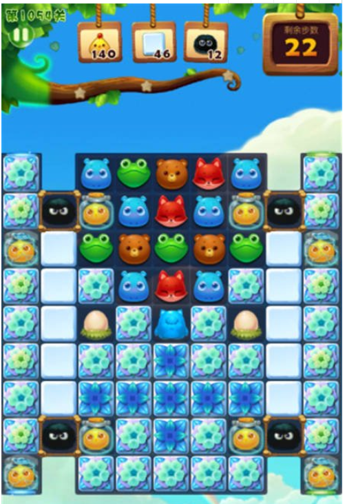 开心消消乐1054关三星图文攻略