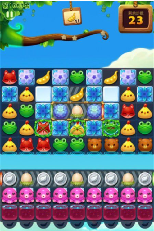 开心消消乐1087关三星图文攻略