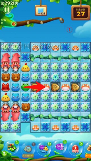 开心消消乐2921关攻略