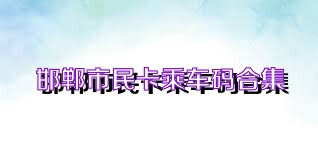 邯郸市民卡乘车码合集