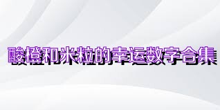 酸橙和米粒的幸运数字合集